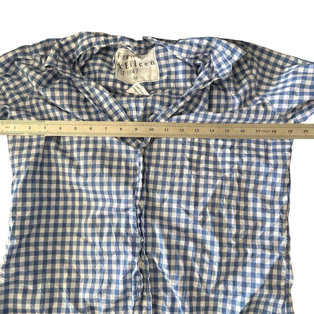 Frank & Eileen Barry Blue White Gingham Cotton Button Up Shirt Medium - Picture 6 of 9